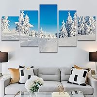 SIGNWIN 5 Panel Canvas Wall Art Modern Art Forest Minimalist Multicolor Nature Photography Relax/Calm for Home Decorations Ready to Hang - 60