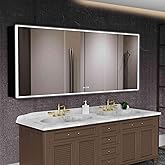 tunuo LED Medicine Cabinet Mirror, 60”W x 36”H Bathroom Medicine Cabinets with Defogger, Dimmer, Outlets & USB, Wall Mounted