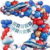 31inch Large Airplane Blue Party Decoration Airplane Balloon Set Birthday Party Supplies (Blue red Airplane set)