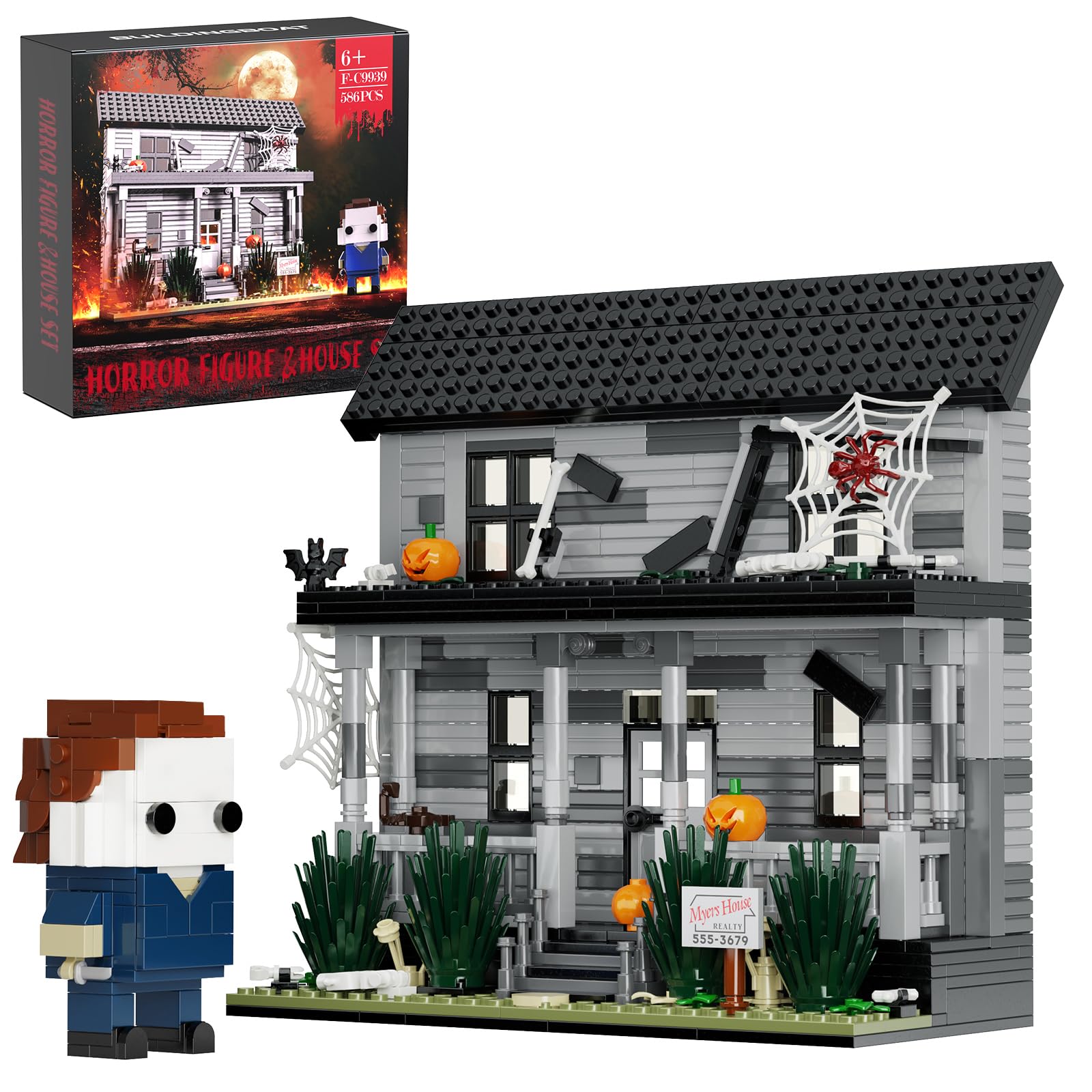 Photo 1 of MYFUNTOY Horror Movie Halloween- Figure & House Building Blocks Kits, Collectible Decoration Building Toy, Present for Friends and Fans, Creative Stable Collectible Building Toy(586 Pieces)