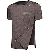 KGGEOO Magnetic Button Post Shoulder Surgery Recovery Shirt Tear Away Short Sleeve Rotator Full Side Adaptive Chemo Clothing