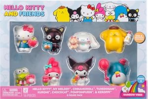 Jazwares Hello Kitty® and Friends Rainbow Vibes Party, 2” Figure 8-Pack - Removable Accessories - Officially Licensed Sanrio Product from Ages 6+