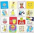 Lunch Box Notes for Kids, Inspirational and Motivational 60 Pieces Cards Lunch Notes for Girls, Boys, Child & Teens School Lunchbox, 3.5'' x 3.5'', Bring Jokes and Funny Puns