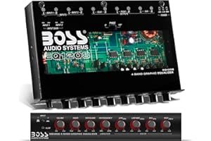 BOSS Audio EQ1208 4 Band Pre-Amp Equalizer with Remote Subwoofer Level Control