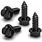 OttoSpeed Rustproof License Plate Screws (4-Pack, Black-Slotted) | Premium Stainless Steel, For US Domestic Vehicles &amp; Select Imports, Fits Plate Mounts with Nylon or Plastic Inserts