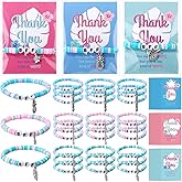 Tondiamo 30 Sets Friendship Bracelets Bulk Clay Beads Bracelet with Pendant Tropical Theme Crafts BFF Bracelets with Blessing Card for Women Birthday Party Decorations