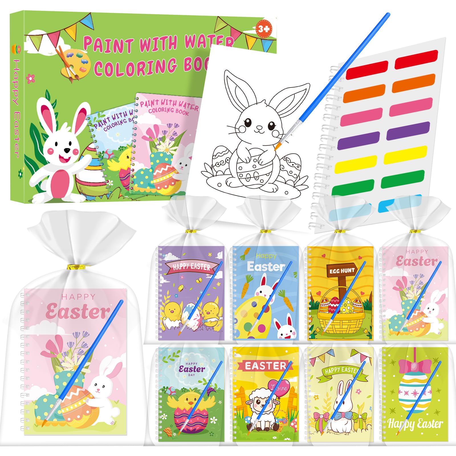 Photo 1 of 24 Water Coloring Books Party Favors -Toddler Easter Basket Stuffers Crafts Gifts, Mini Coloring Books Bulk for Kids Boys Girls Classroom School Activity easter Basket Goodie Bag Fillers (Easter A)