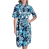 DKNY Womens 3/4 Sleeve Collared Neck Cotton Poplin Shirt Dress