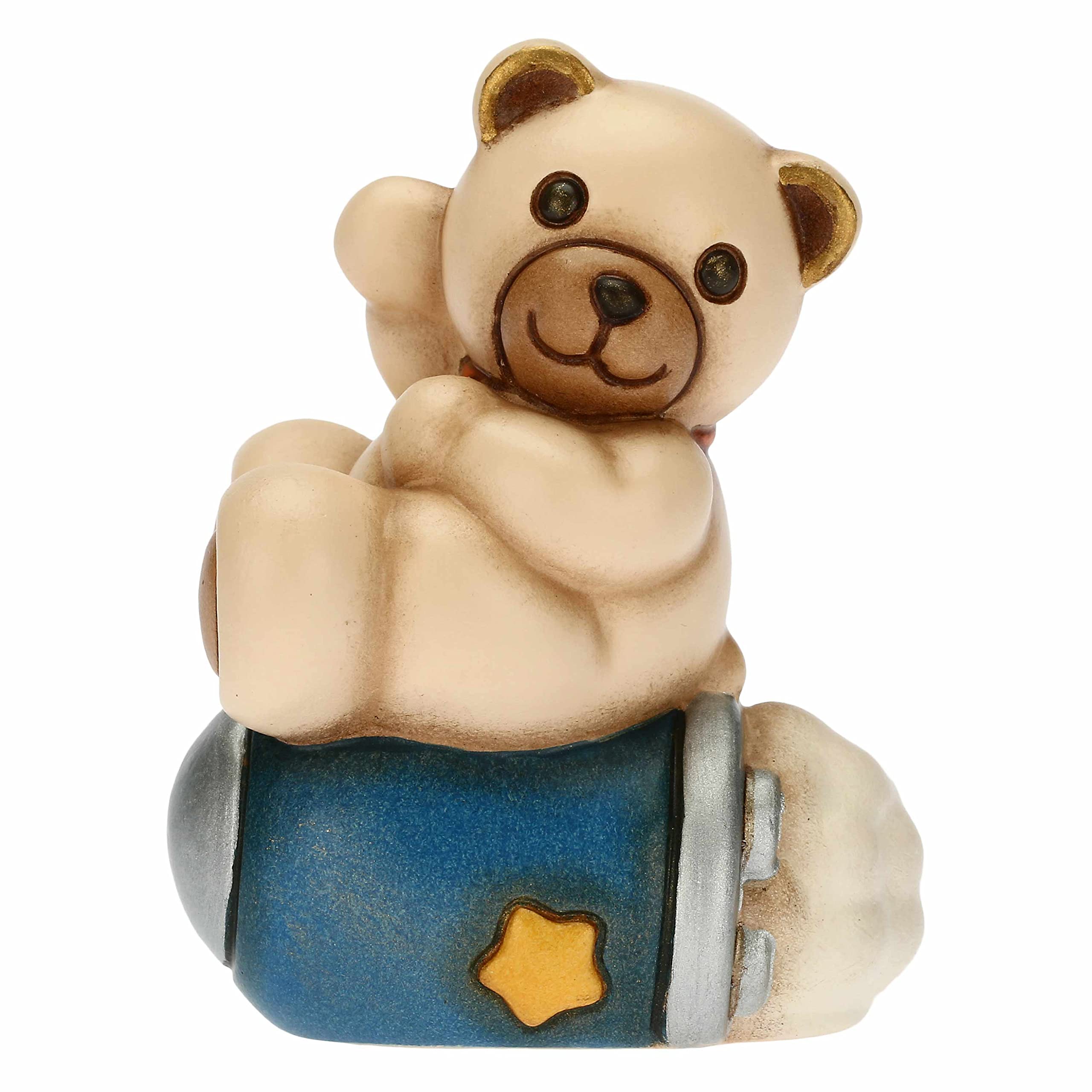 THUN - Teddy Astronaut on Rocket - Living, Icons, Christening Favors - Hand-Painted Ceramic - 5 x 4.4 x 7 cm h