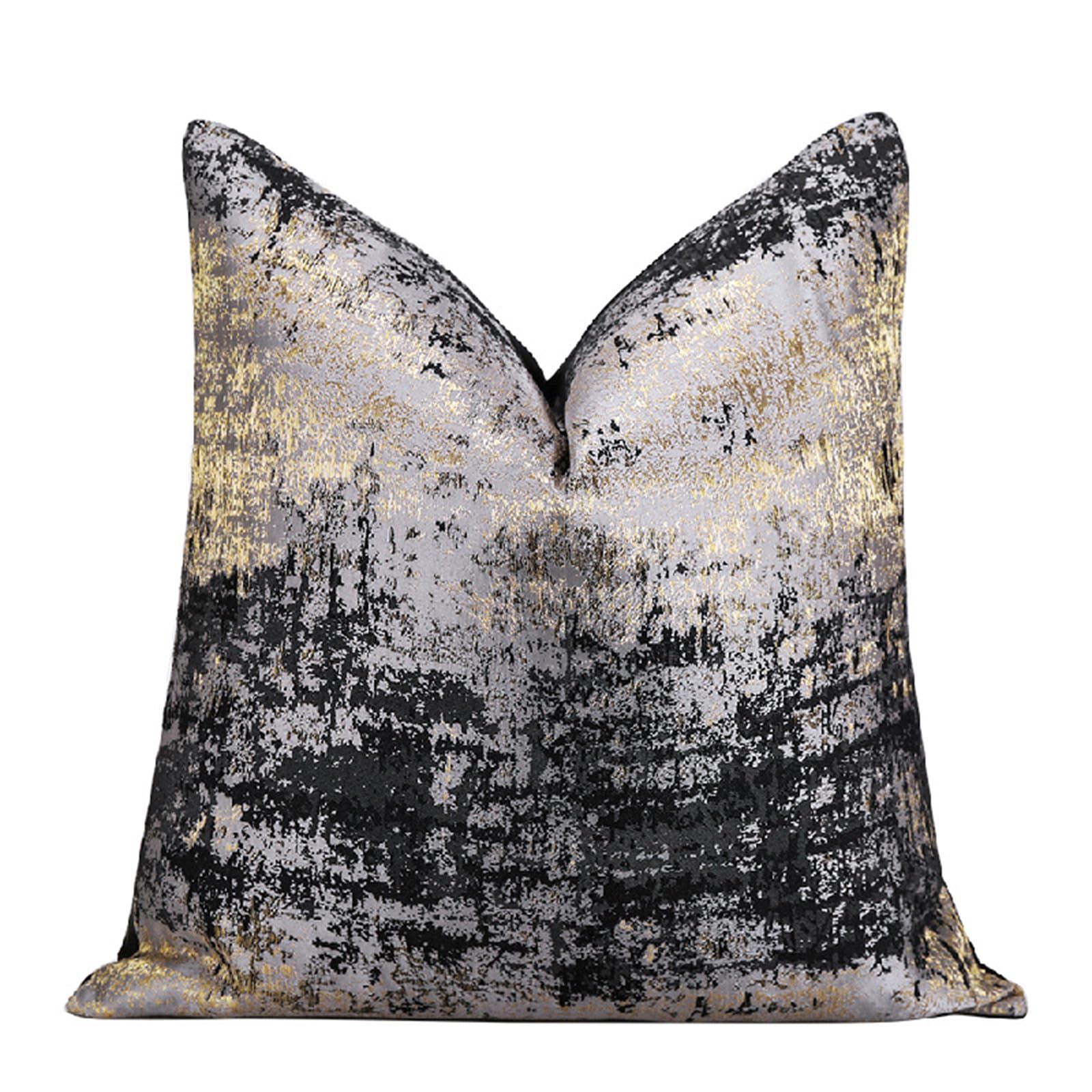 Photo 1 of vctops Gold and Black Decorative Luxurious Throw Pillow Covers Jacquard Square Cushion Cases Pillowcase for Bed Sofa Couch Chair Car Home Decor (Gold Black,18"x18")