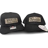 Where I Go Trouble Follows – Matching Couple Hats (2 Pack) | Where I Go Trouble Follows Ponytail Hat