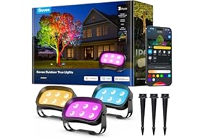 Govee Outdoor Tree Lights 3-Pack, RGBWIC LED Landscape Lighting, IP67 Waterproof, Outdoor Lights for Yard Patio Garden, 66 Scene Modes with App Control, Works with Alexa, Google Assistant, Matter