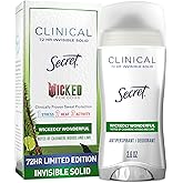 Secret Clinical Strength Antiperspirant Deodorant for Women, Wickedly Wonderful, 3X Sweat Protection, 72hr Sweat & Odor Protection, PH Balanced, Invisible Solid, Cashmere Woods & Lime Scent, 2.6 oz