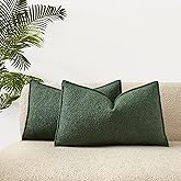JUSPURBET Green Decorative Pillow Covers 16x24 Set of 2 Throw Pillow Covers for Couch Sofa Bed Cozy Boucle Textured Lumbar Cushion Covers Cases with Hidden Zipper for Living Room Home Decor