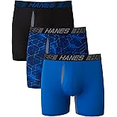 Hanes Men's Boxer Briefs Underwear, Total Support Pouch, X-Temp Cooling and Odor Control, 3-Pack