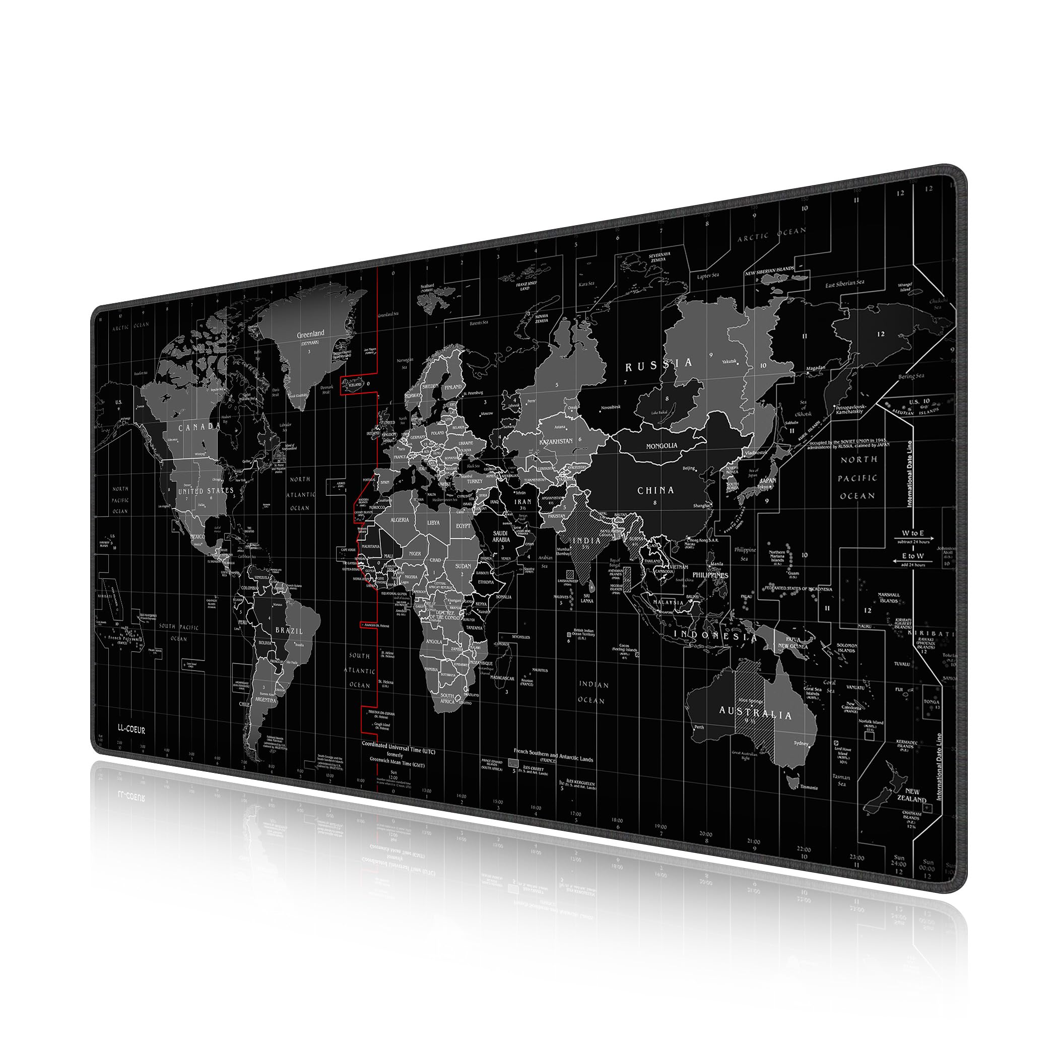 LL-COEUR XXL Computer Laptop Mouse Pad Gaming Play Mat World Map Office Desk Mat (700 x 400 x 2 mm)