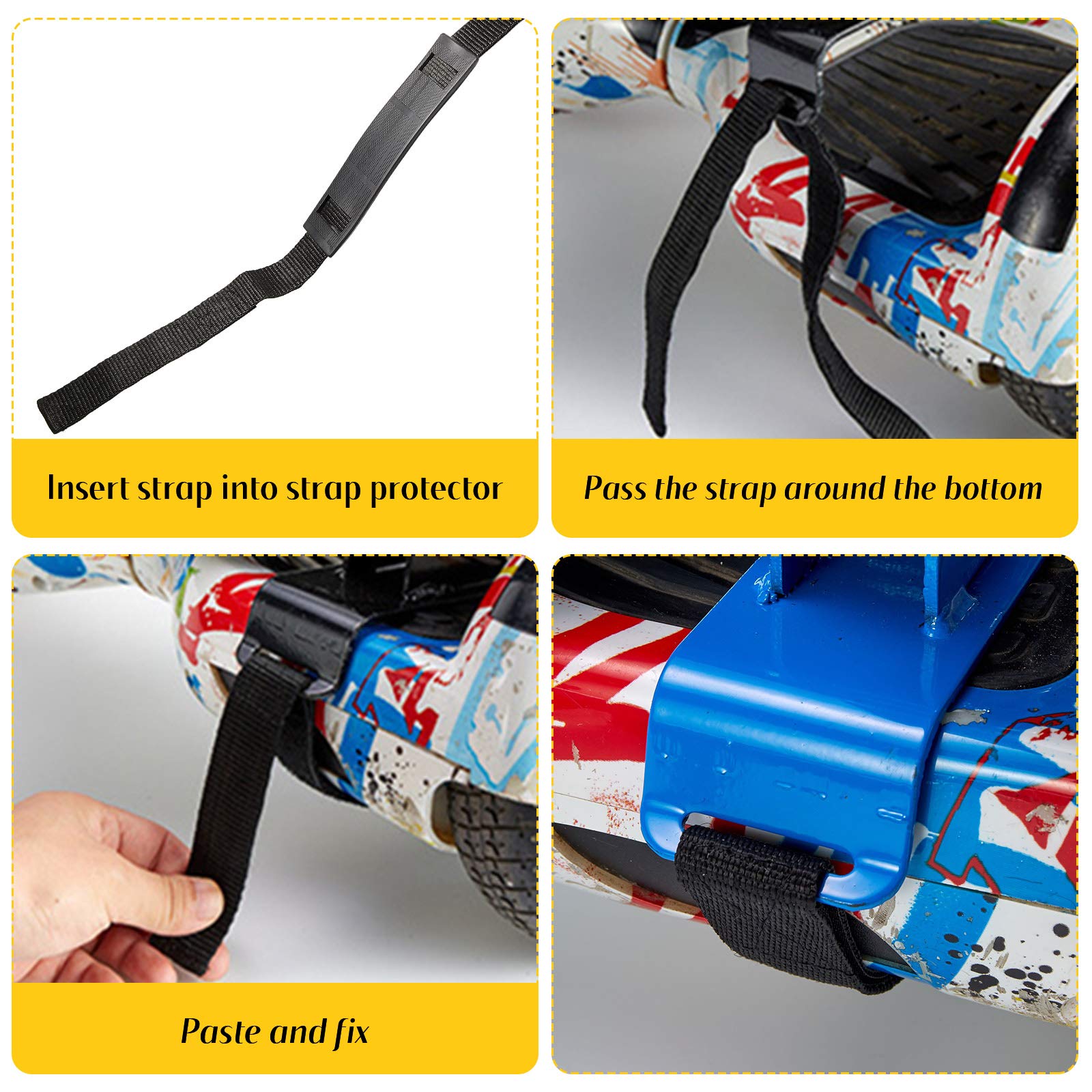 8 Pieces Adjustable Hoverboard Seat Attachment Straps and 4 Hoverboard Go Cart Strap Protector Hook Loop Fastening Cable Replacement for Kart Accessories Self Balance(19.68 Inches)