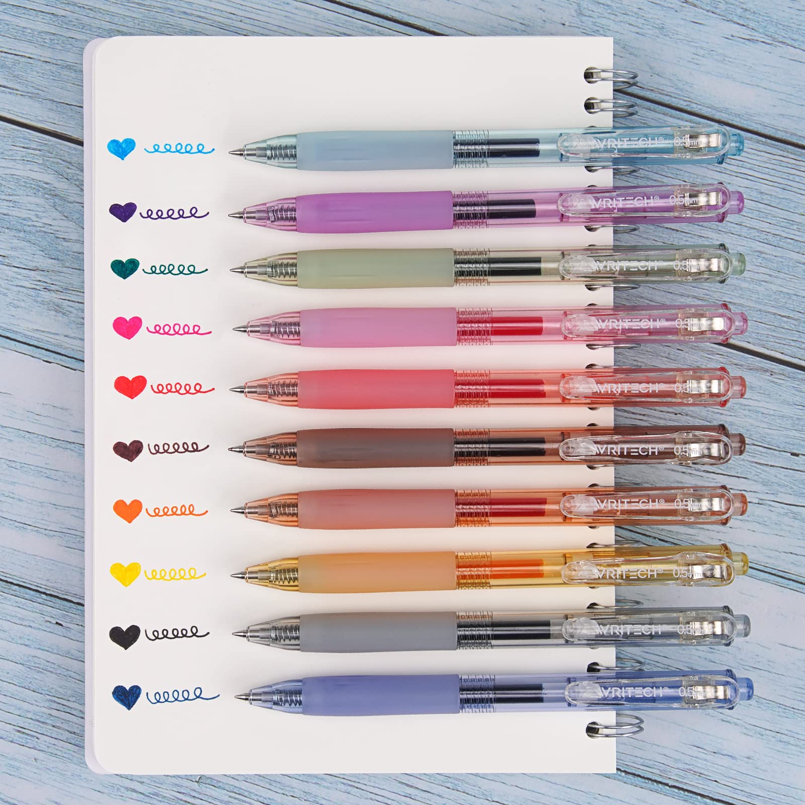 WRITECH Retractable Gel Pens Quick Dry Ink Pens 0.5mm Bullet Multicolor For Journaling, Drawing, Doodling, and Notetaking (Multicolor)