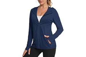 TACVASEN Women's UPF 50+ Sun Protection Shirts Hoodie Quick Dry Long Sleeve Jackets with Pockets Hiking Outdoor
