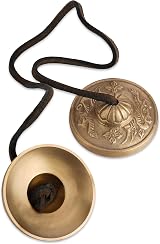 Ajuny Tibetan Tingsha Cymbals Bells Hand Made Brass Embossed Manjira view 4