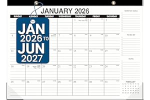 VOVEA Desk Calendar 2026-2027 - 18-Month Large Desk/Wall Calendar, Jan 2026 - June 2027, 17" x 12", Thick Paper, Large Ruled Blocks, Clear Plastic Cover – Perfect for Home School & Office Organization