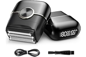 WELCLUX Electric Foil Shavers for Men: Mini Electric Razor with Big LED Display & 4 Floating Blades - Foil Shaver for Men with 2 Gears Adjustable - Face Shaver with IPX7 Waterproof, USB Type C
