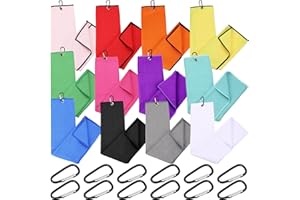 Batiyeer 12 Pcs Golf Towel Bulk for Golf Bags 16'' x 16'' Microfiber Fabric Golf Towel with Clip Waffle Pattern Golf Towel for Golf Bags, Fitness, Camping, Hiking, Yoga