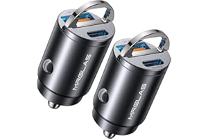 MRGLAS 2-Pack 90W USB C Car Charger,[Super Mini Metal] Car Charger Fast Charging Adapter PD+QC3.0 Dual Port Type C Car Cigarette Lighter USB Compatible iPhone 17 Air 16 15 Pro Max iPad Samsung S25