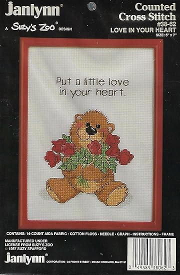 Janlynn Suzy S Zoo Counted Cross Stitch Kit Love In Your Heart Amazon In Electronics
