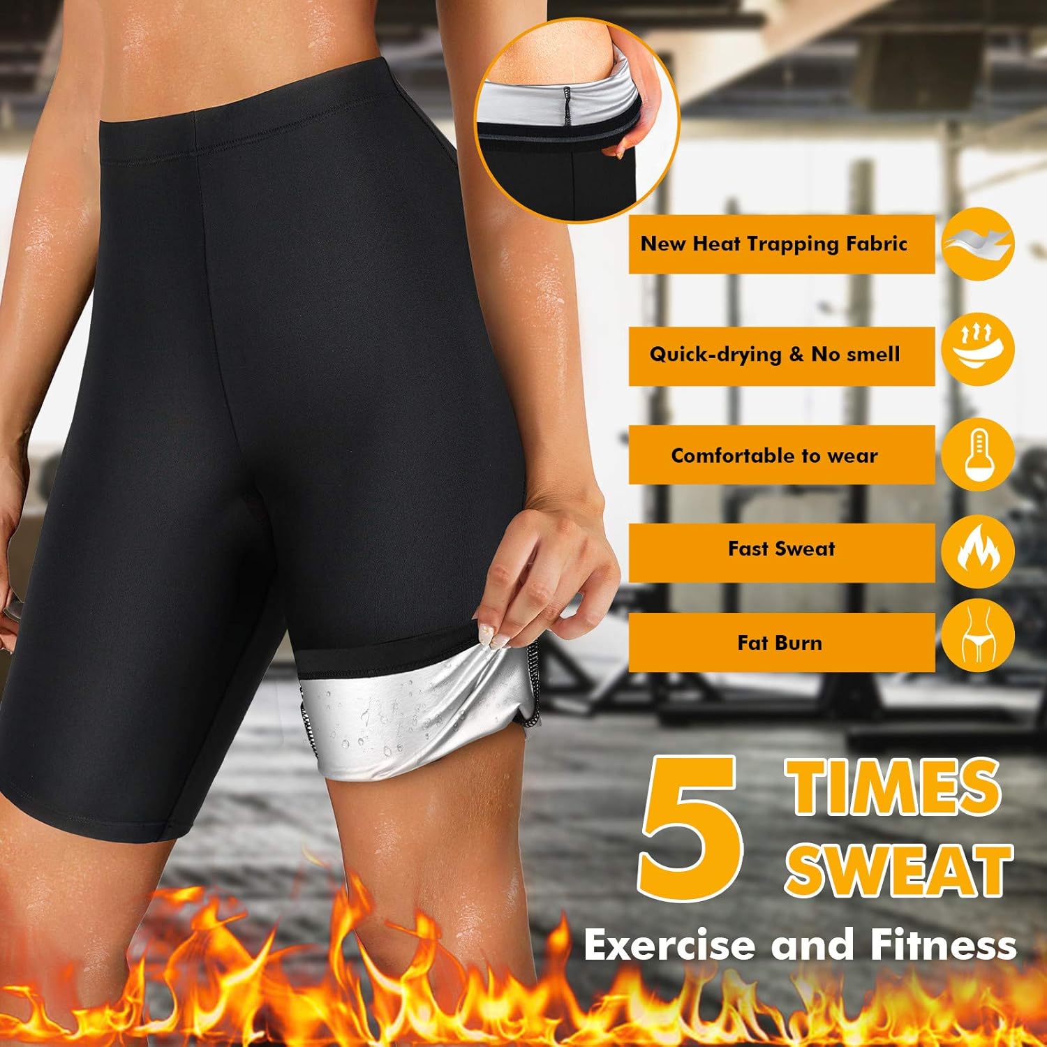 Ursexyly Women Sauna Sweat Shorts Hot Fitness Capris Pants Exercise Leggings High Waist Thermo Workout Gym Short Pants: Clothing