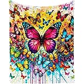 Butterfly Throw Blanket - Soft Flannel Butterflies Blankets for Girls Boys Kids - Warm Butterfly Throw Blankets for All Season Lap, Chair, Sofa - 50"x40"