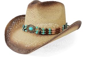 WQWOVRVO Cowboy Hat,Cowgirl Hat,Cowboy Hats for Women/Mens/Straw Wide with Shapeable Brim Western Cowboy Hat for Womens