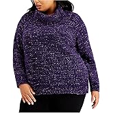 Calvin Klein Womens 3-Tone Pullover Sweater, Purple, 0X