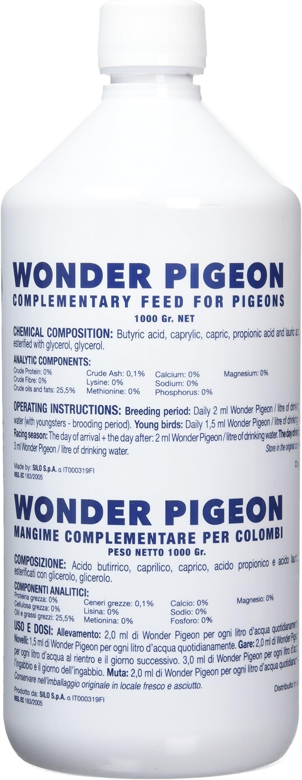 Wonder Pigeon 1L, An additional feed with astonishing results in coupling, laying, hatching, breeding and racing performances and this without any contra-indications