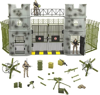 Amazon Com Click N Play Military Army Base 51 Piece Play Set With Accessories Toys Games