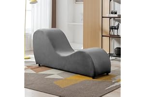 Mjkone Yoga Chair Curved Chaise Lounge for Stretching Exercising Relaxing, Velvet Yoga Couch, Lounge Chair for Indoor Living Room Apartment 60.6''D×18.1''W×27.6''H