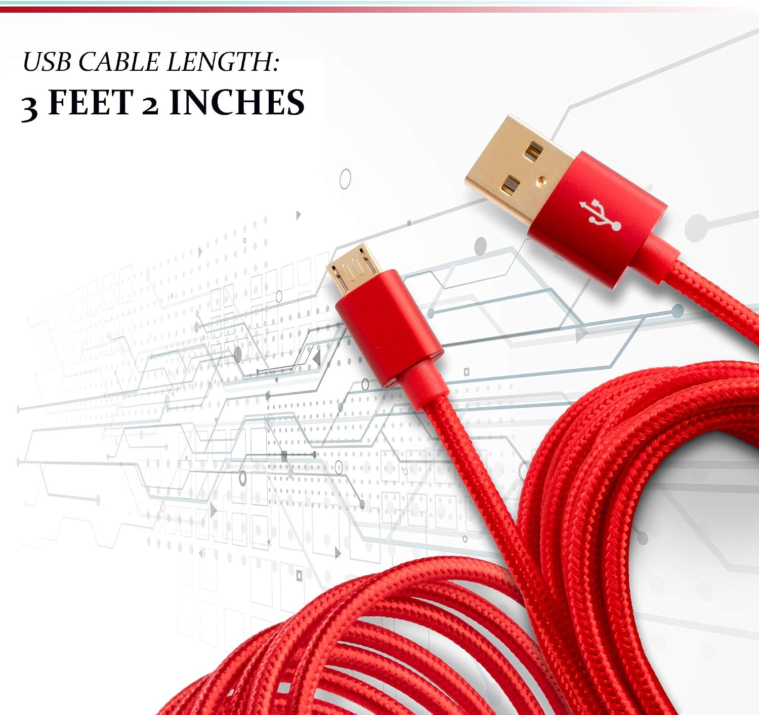 BigBuild Technology RED 1-Metre Faster Charging & Data Transfer Cable for Samsung Galaxy Tab S SM T700, S2 SM T710 - Image 3