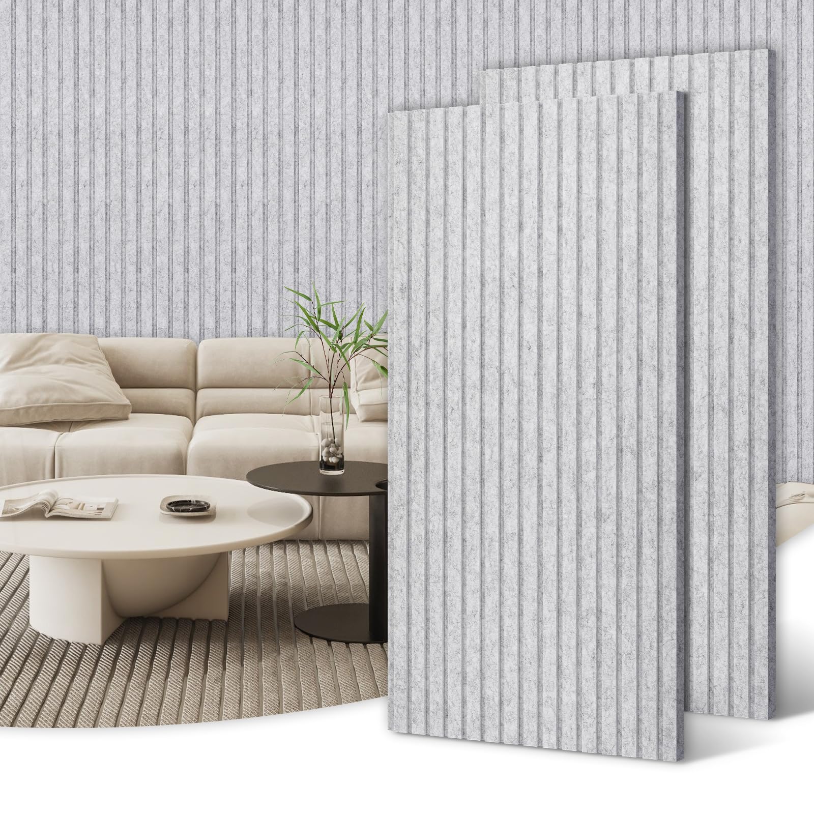 Photo 1 of DOLLAR BOSS Acoustic Wall Panels 2 Pack Large Bilayer Soundproof Panels for Wall 47.2" X 23.6" Adhesive High Density Sound Absorbing Acoustic Treatment for Home Studio Office, Grey