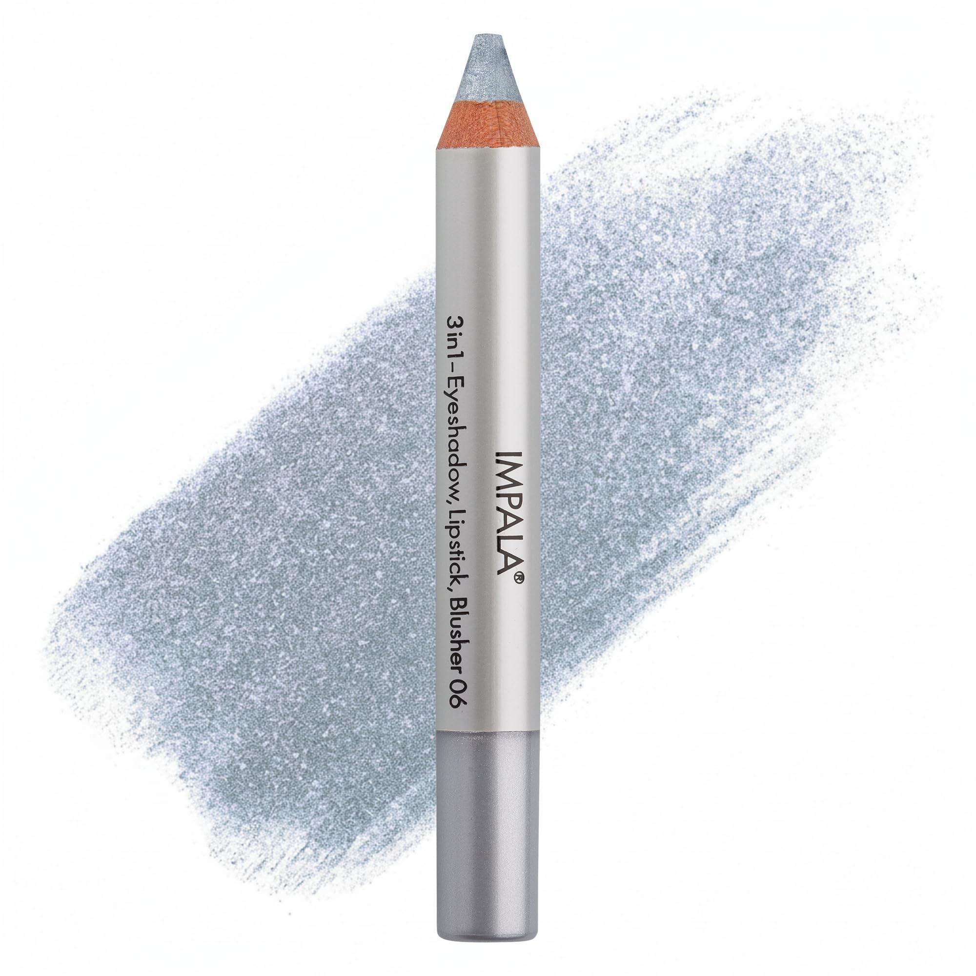 IMPALA | 3-in-1 Jumbo Pencil, Color 06 Light Silver | Eyeshadow, Lipstick, and Blush | Perfect Blending | Soft and Long-Lasting Texture | Intense Colors | Easy to Apply