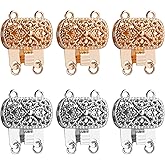 Framendino, 6 Pack 2-Strand Clasps Rectangle Box End Clasp Lock Flower Connector for DIY Jewelry Making