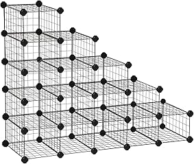 SONGMICS Zapatero Modular con 15 16 Cubos, Rejilla de Alambre de Metal, Estantería de Almacenamiento de Bricolaje, Organizador de Zapatos de Enclavamiento para el Dormitorio vestíbulo Negro LPI44HS 