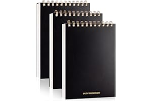 Yoment 3 Pack Steno Pads Spiral 6 x 9 Inch, 80 Sheets (160 Pages) Top Bound Spiral Notebook College Ruled Flip Notebooks Left Handed Notebooks for School Work, Black
