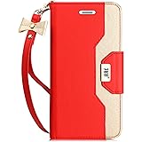 FYY Leather Case with Mirror for iPhone 6S/iPhone 6, Leather Wallet Flip Folio Case with Mirror and Wrist Strap for iPhone 6S