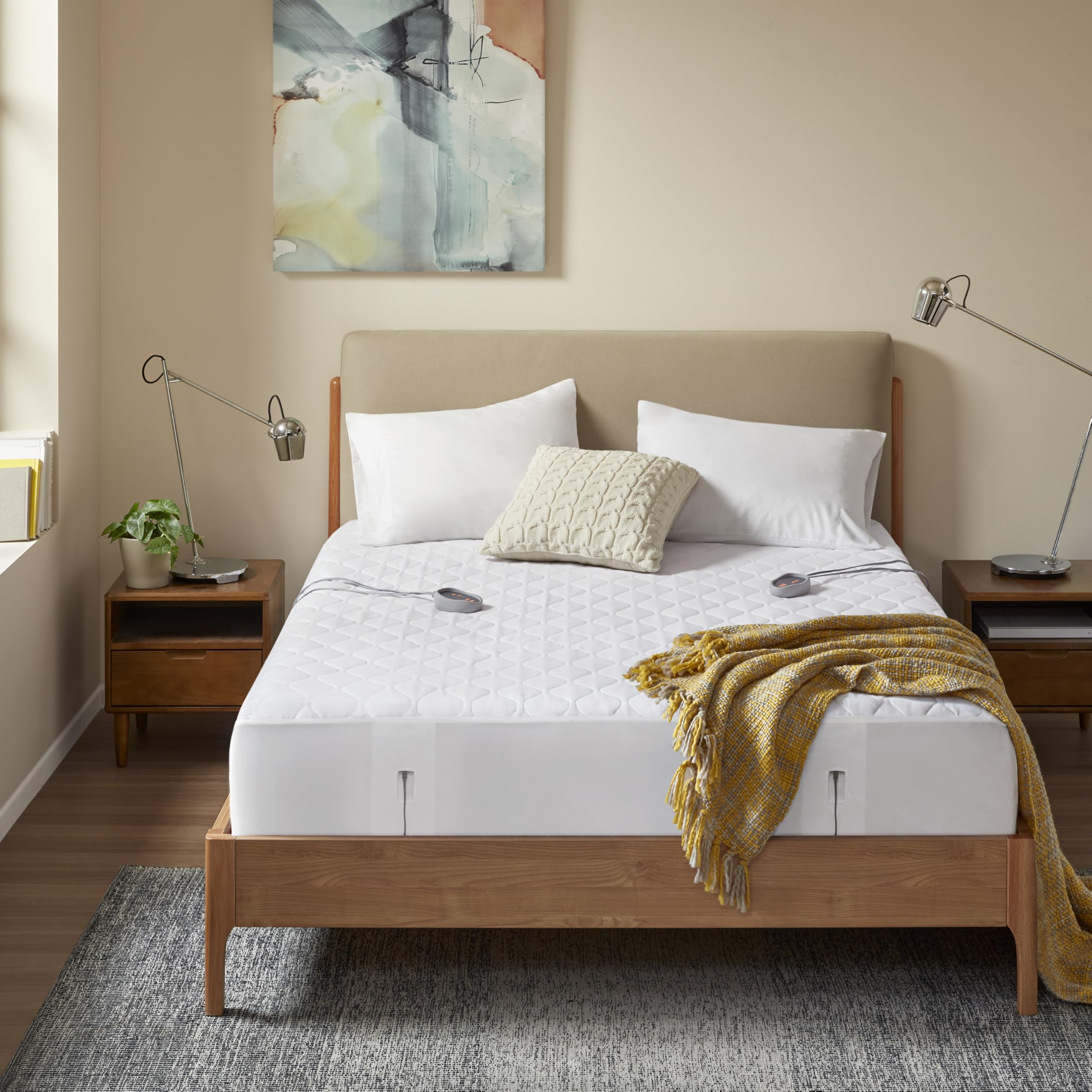 Photo 1 of Beautyrest 3M Scotchgard Heated Mattress Pad - Electric Bed Warmer with 5 Heat Settings, 10 Hr Auto Shut Off Timer, All Around Elastic Deep Pocket, UL Certified, Machine Washable, White Queen