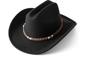 Jastore Kids Western Cowboy Hat for Kids Toddler Girls Boys Felt Fedora Cowgirl Cowboy Hat with Belt Buckle