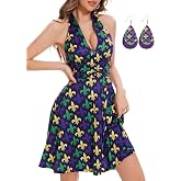 Ovokcina Women's Summer Sundress- 2025 Sexy Halter Sleeveless Spring Boho Elastic Waist Ruffle Mini Dress