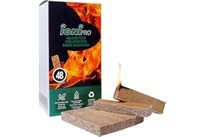 Fire Starters Sticks 48 pcs. Clean, Efficient, Ecologic, Odourless, Waterproof. Great for Camping, firestoves, BBQ, Charcoal.