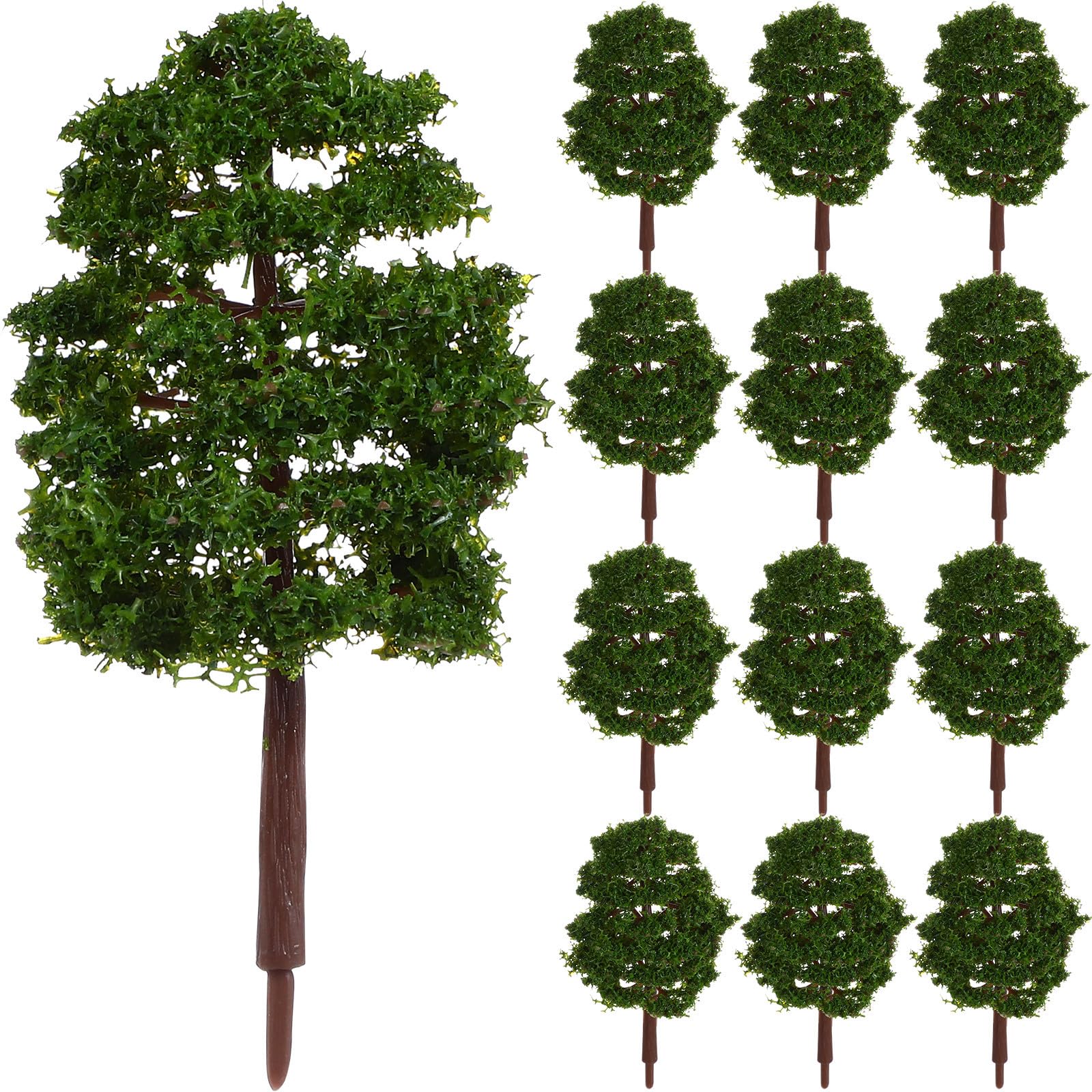 LIOOBO Model Trees - 9cm 20Pcs Plastic Simulation Miniature Trees for Model Railway Scenery Landscape Train Layout Accessories (Dark Green)