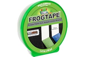 FrogTape Multi-Surface Painters Tape with PAINTBLOCK, 1.5 Inch Wide (1.41 In. x 60 Yds), Medium Adhesion, Green, 1 Roll (1358465)