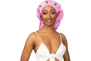 Esha Girl - Shower Cap for Extra Long Hair, Braids, Locs, Twists – Waterproof – Snug Fit Guarantees No Leaks – Easy Button Up (Pink, X-Long (30" x 9"))